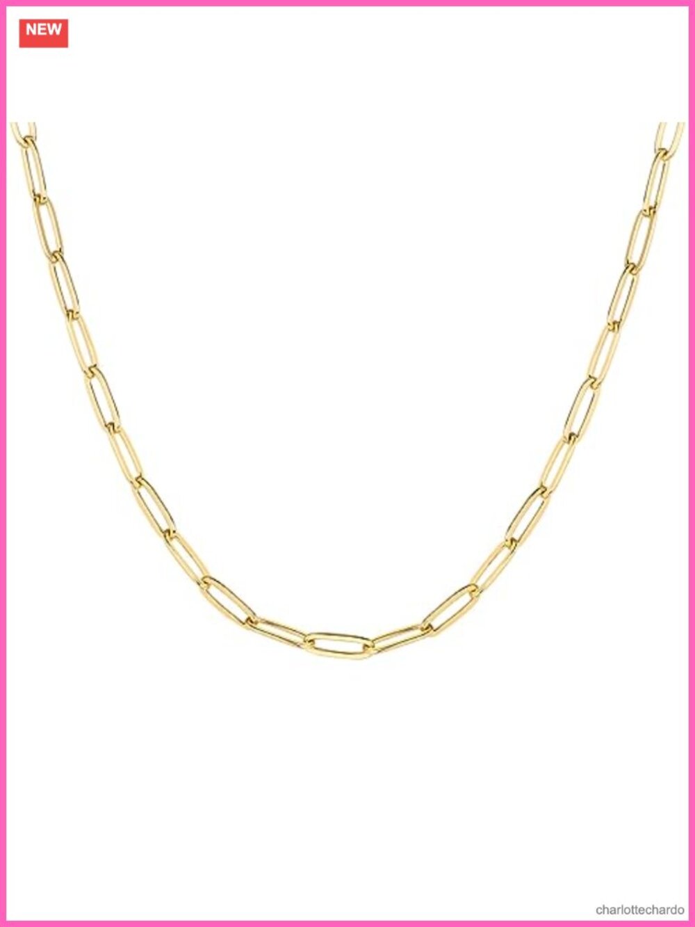 14K Gold Plated Paperclip Chain Necklace 20 Inch Layering